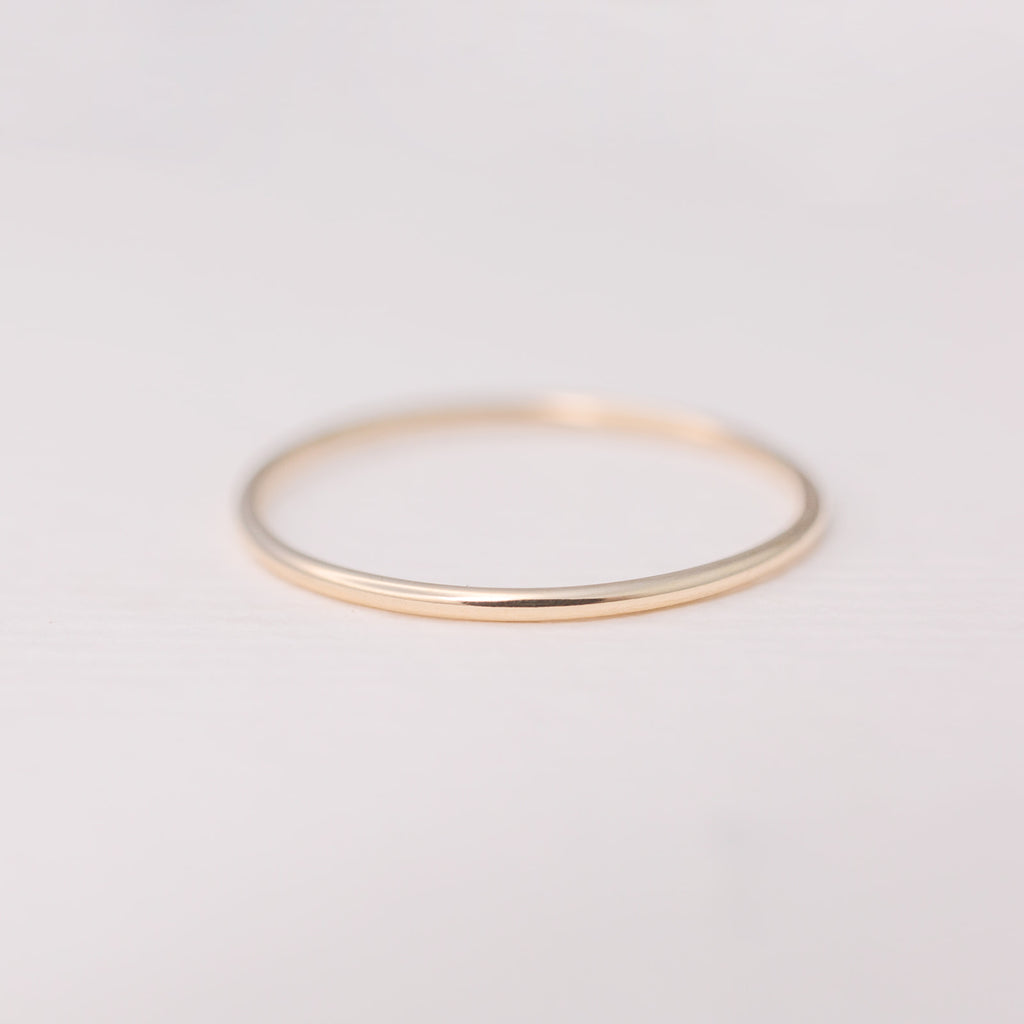 Minimalist handmade 14k solid gold smooth stacking ring