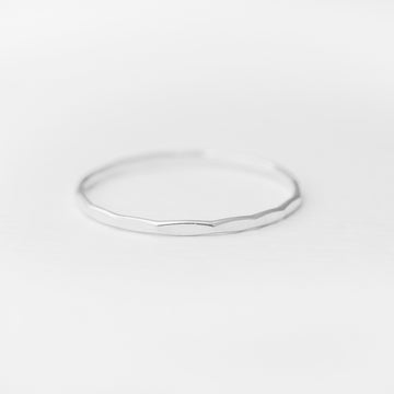 Minimalist handmade sterling silver faceted stacking ring 