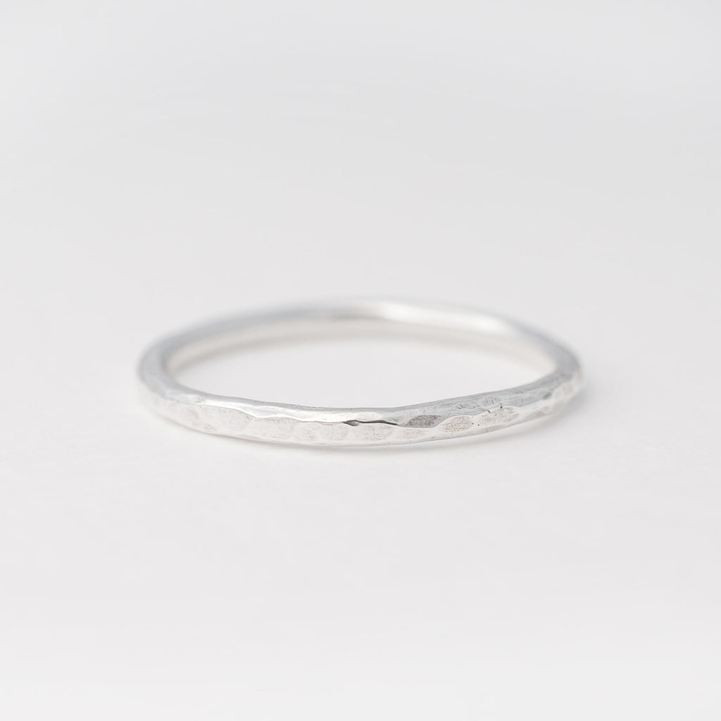 Minimalist handmade sterling silver hammered stacking ring