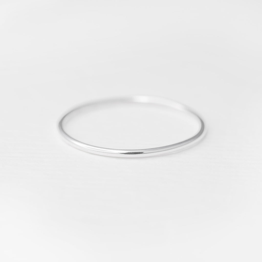 Minimalist handmade sterling silver smooth stacking ring