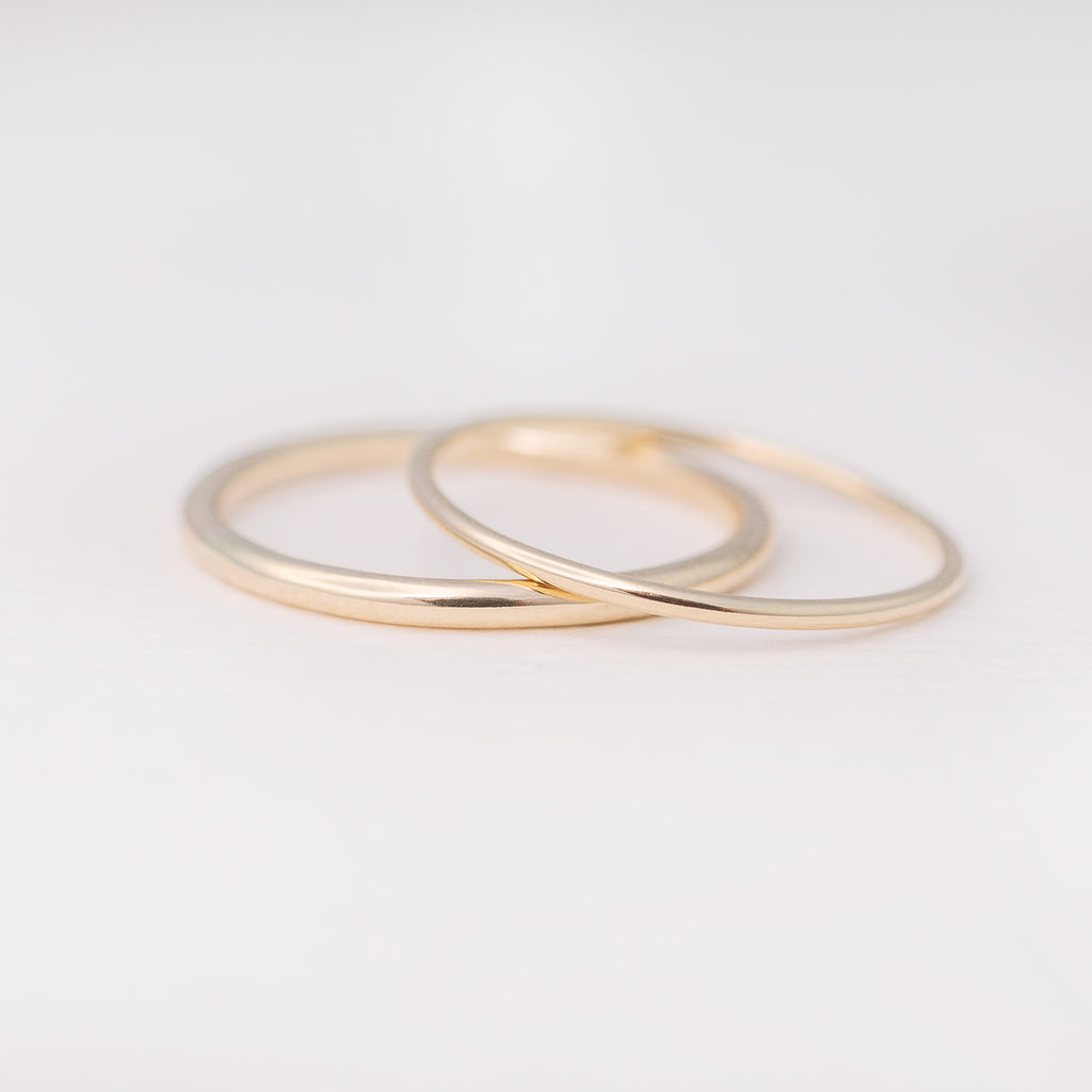 Minimalist handmade 14k solid gold smooth stacking rings 